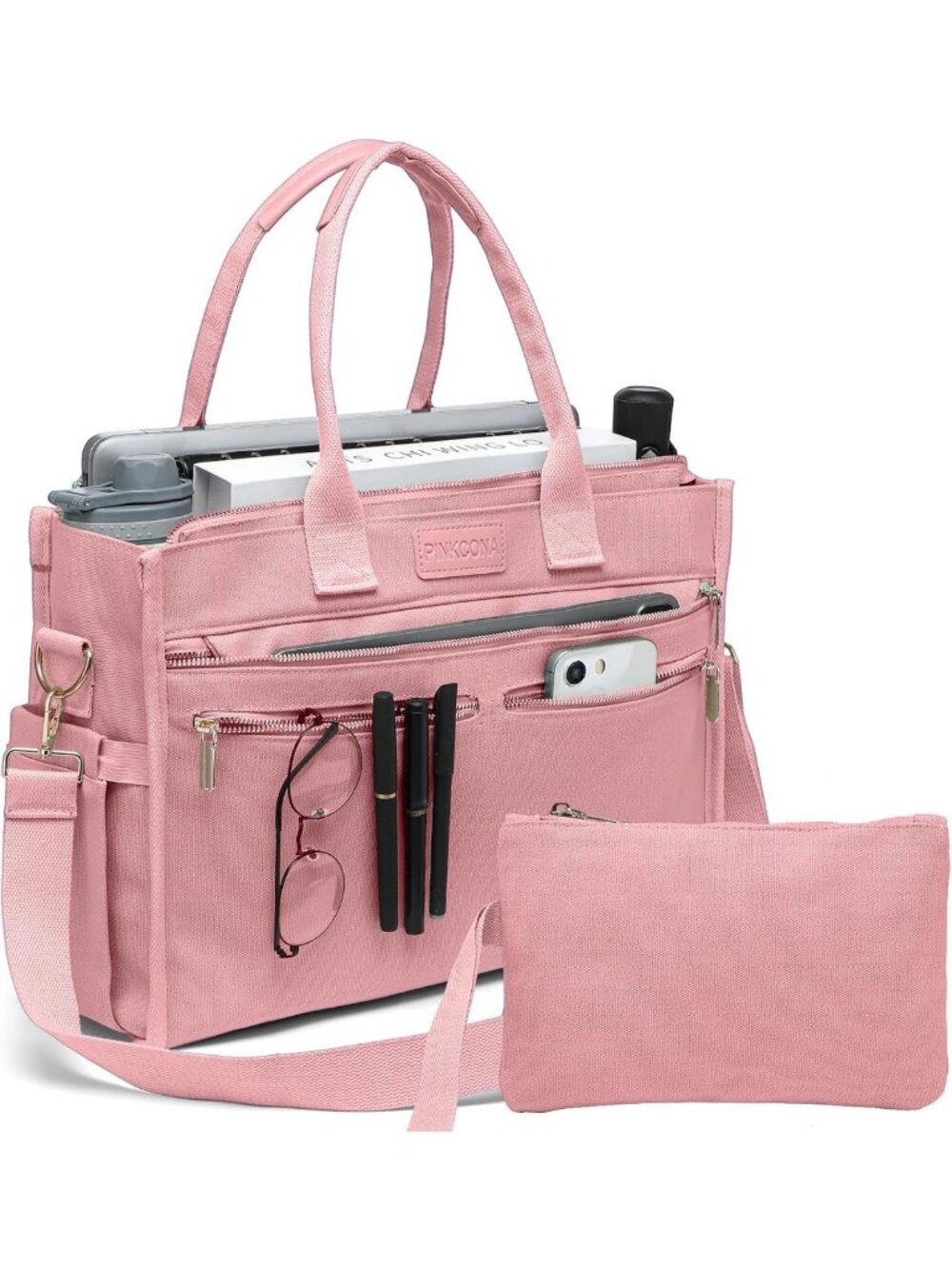 Stylish Canvas Tote Bag Set for Women - Large Shoulder & Crossbody Laptop Purse